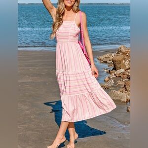 Cupshe Pink dress, summer dress, Beach Dress, Women’s Small dress, striped New